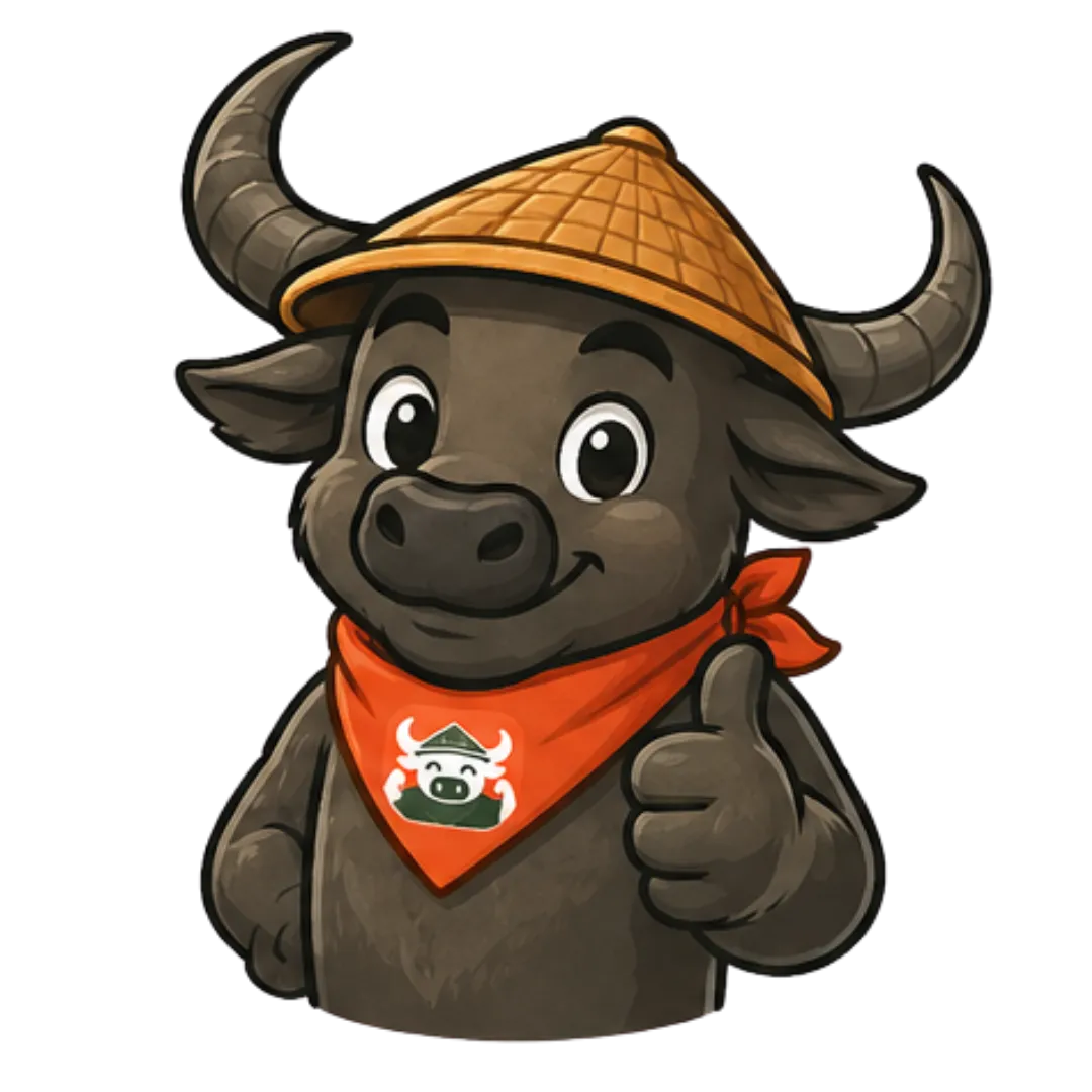 Dax, Dasig's carabao mascot, giving a thumbs up