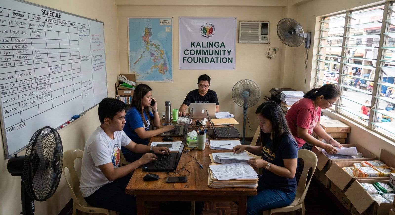 Organization staff reviewing records of the people they serve